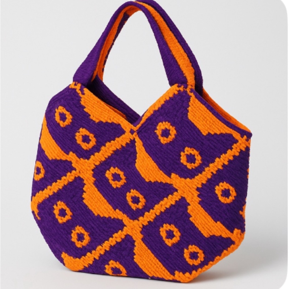 Purple and Orange Handwoven Tote Bag